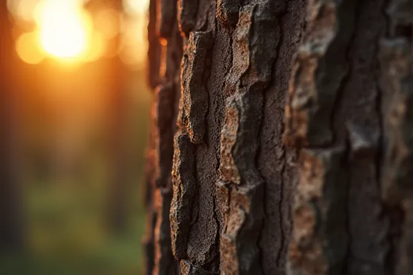 Close-up texture of Jeffrey Pine bark in Northern Nevada during golden hour representing restoration and strength.