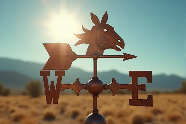 An extreme macro shot of an oxidized copper weather vane with a horse head design on a historic Washoe Valley ranch, illuminated by sharp afternoon sun to represent protection and wisdom in recovery.
